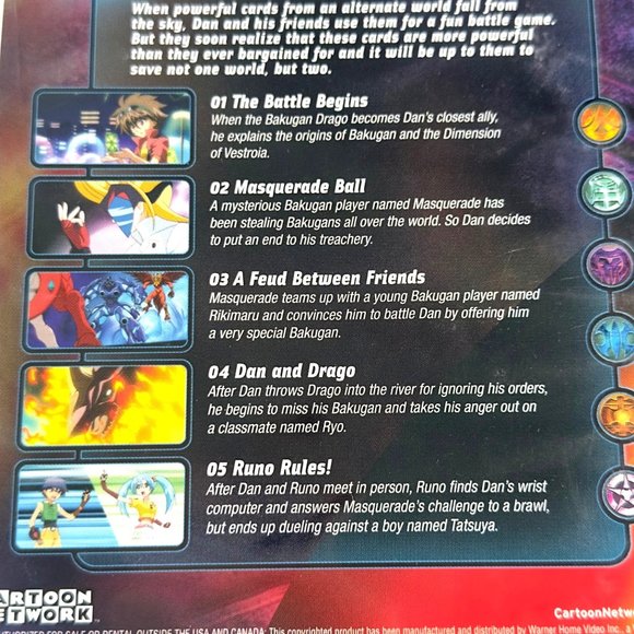 Bakugan Volume 1 DVD Battle Brawlers Cartoon Network 5 Episodes - Picture 8 of 10